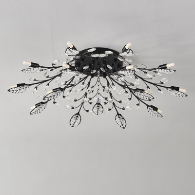 Plafonnier encastré en feuille de cristal 15 lumières pour chambre à coucher, salle à manger, salon
