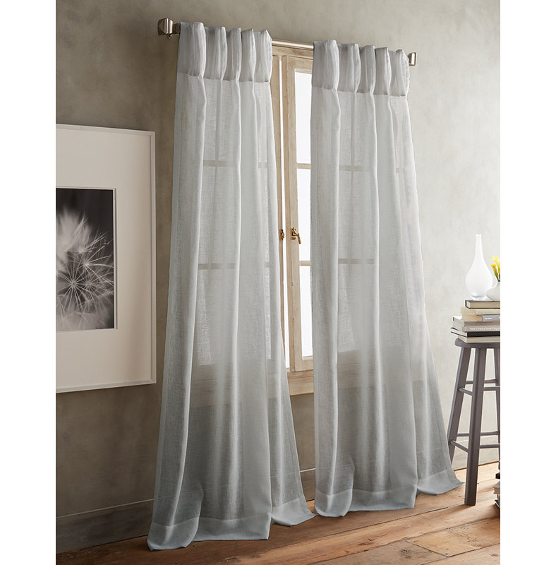 Paire de rideaux transparents avec passe-tringle Paradox, l 50 po x L 63 po, Argent