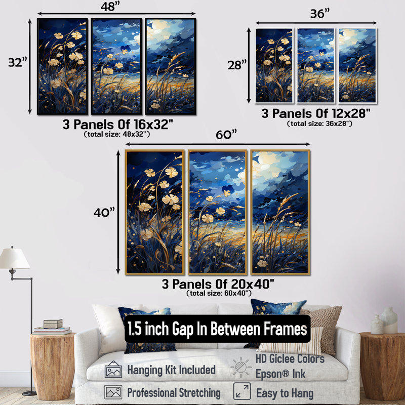 Osblek - Meadow Canvas Wall Art Set, 32" H x 48" W x 1" D, Brown Floater Framed