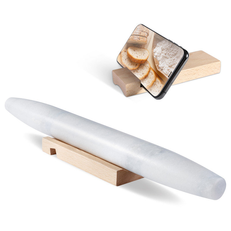 Rouleau à pâtisserie en marbre avec socle, fantaisie