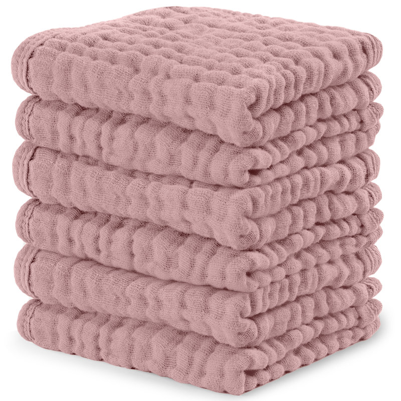 Comfy Cubs Muslin Baby Washcloths - Soft 6-layer Cotton Wash Cloths For Sensitive Skin - 10"x10" Large, Gentle, Absorbent Infant Essentials