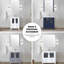 42 po Meuble-lavabo bleu marine pour salle de bain avec armoire de rangement latérale, robinet, comptoir en céramique et miroir mural décoratif pleine longueur 28 po, qualité Scratch-1783185714