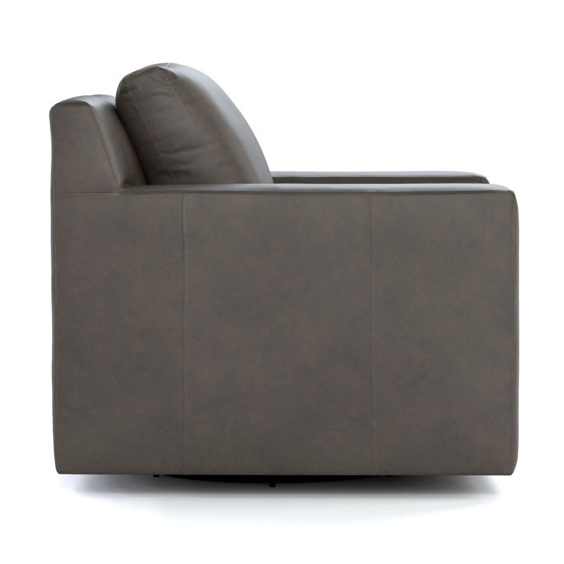 Keene Swivel Swivel Chair, Alameda Anthracite Genuine Leather