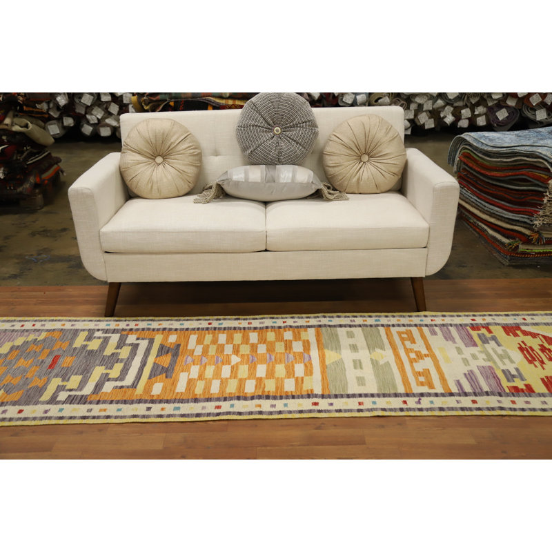 Tapis de couloir en laine tissé à la main kilim 3 x 12