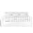 A full-sized wooden floor bed with a fence-style guardrail, featuring a side storage decorative function, and its color is white.-2048674399-2048674392