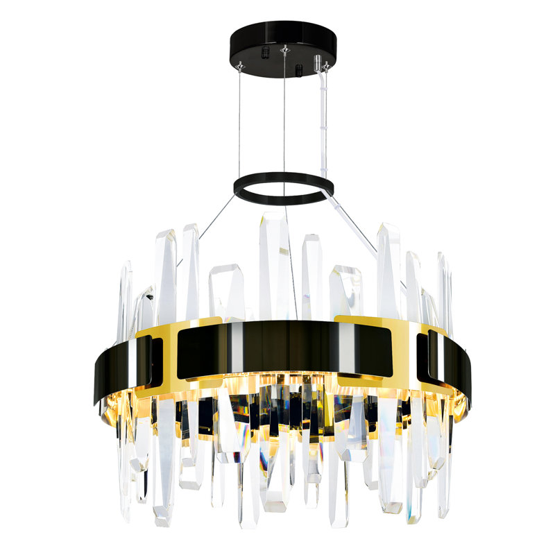 Lustre 18 po à DEL moderne intégré noir perle pour la salle à manger, la cuisine, le vestibule