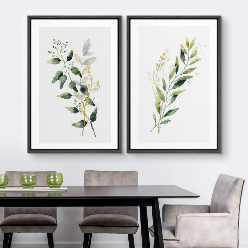 Aquarelle, vert, jaune, forêt, plante, nature, désert, illustrations, rustique, Noir, H 24 po x l 32 po