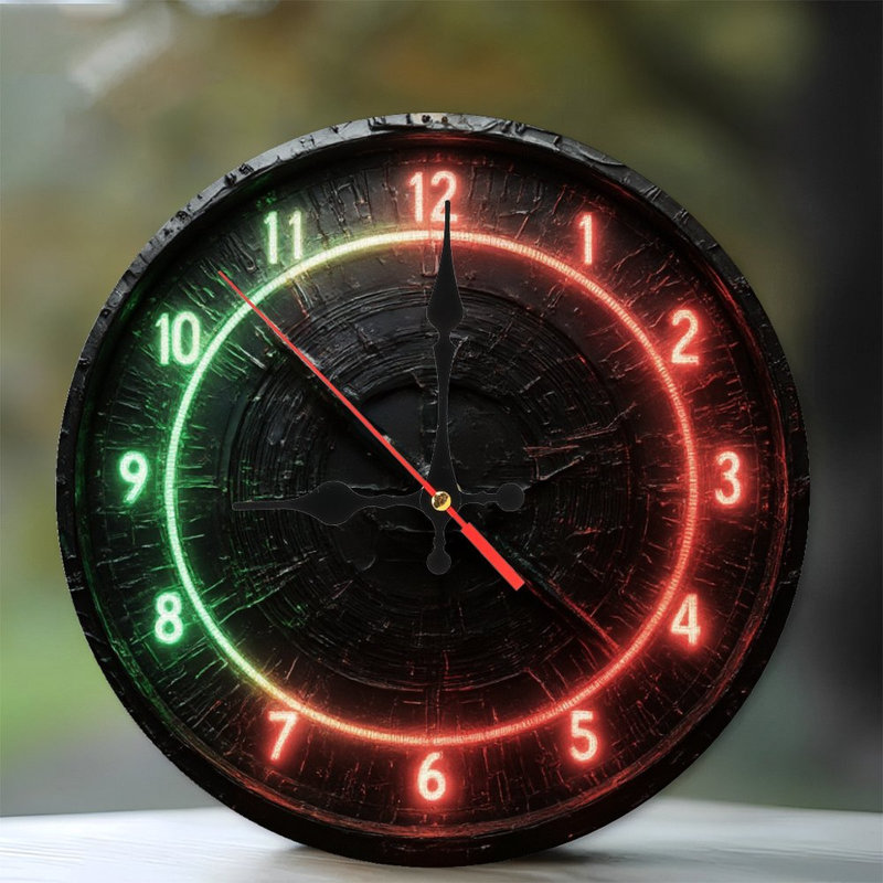 Red Neon Clock Ivy Bronx Neon effect Clock Red Green Numbers | Wayfair