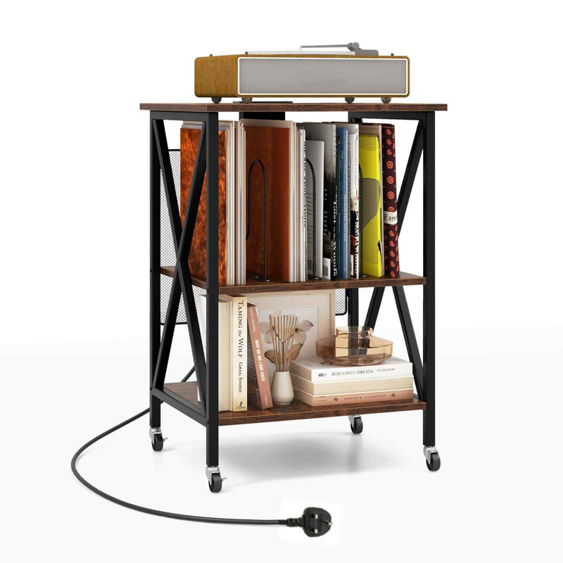 Alphonzo 52cm W Metal Bedside Table, Brown