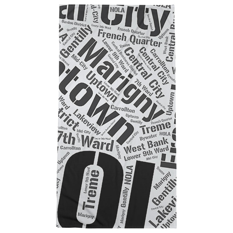 Bath Towel, Black, Poly/Cotton, New Orleans