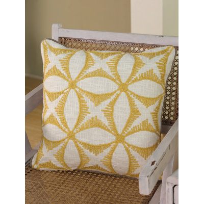 20x20 Yellow Cord Embroidered Cover | Boho Pillow Cover