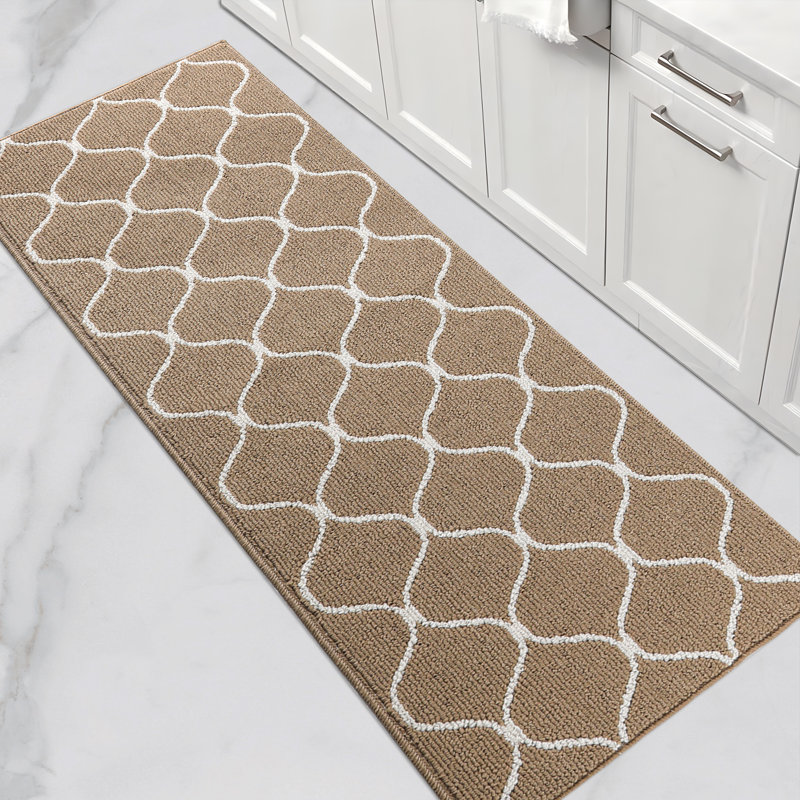 Non-Slip Kitchen Mats, Super Absorbent & Stain Resistant Washable Floor Rug Set for Kitchen, Laundry, Sink, Beige