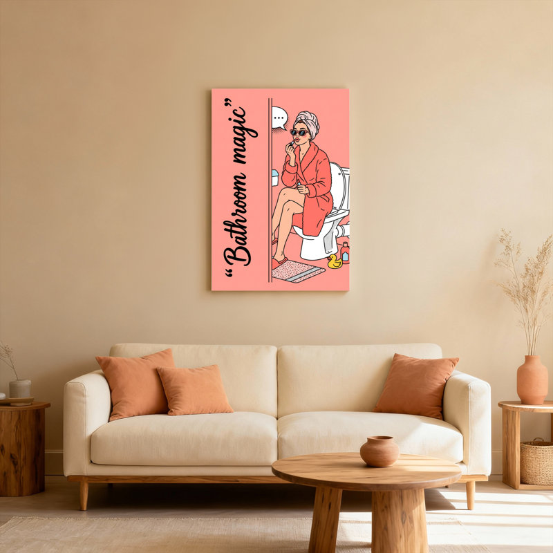 «Bathroom Bathroom Magic Woman In Robe And Sun Sun» sur toile tendue, reproduction d'art sur toile, ensemble de 1