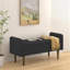 Tabouret de rangement en velours Teddy, avec espace de rangement, adapté aux appartements, salons et chambres à coucher - noir-257392536