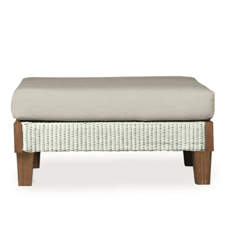 Catalina Outdoor Ottoman, Decorline Navy, Ivory