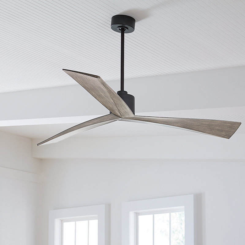 Adler Downrod Ceiling Fan, Aged Pewter/Gray Weathered Oak, 60"