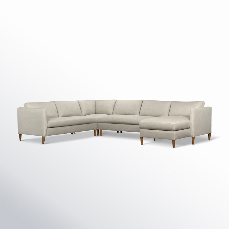 Clifford 4-Piece Upholstered Custom Sectional, Right Hand Facing, Lena Sand Performance Linen Blend