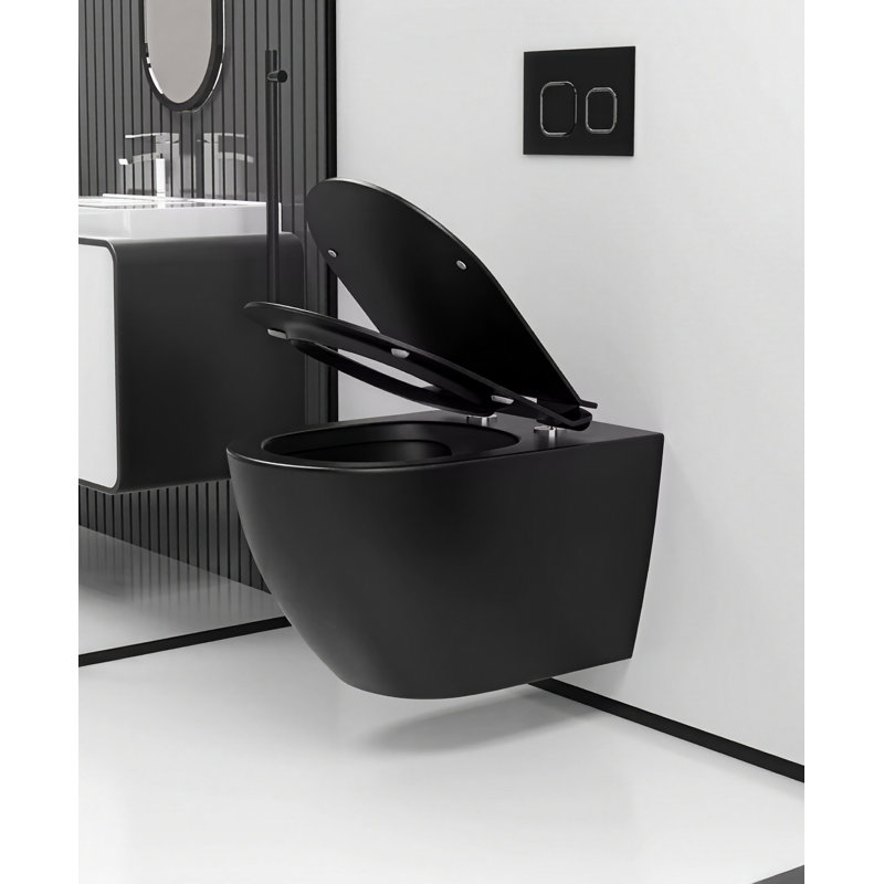 Cuvette de toilette murale noire matte seulement