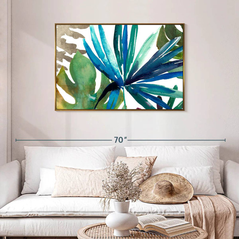 Tropic Sway I, Cadre flottant doré, 43 po x 29 po