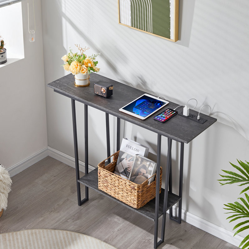 Pumphrey Unfinished TV Stand for TVs up to 43", 39.3" W, Charcoal Gray