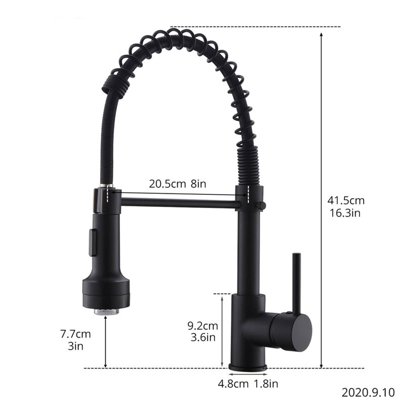URENTO Pull Down Kitchen Faucet, Matte Black