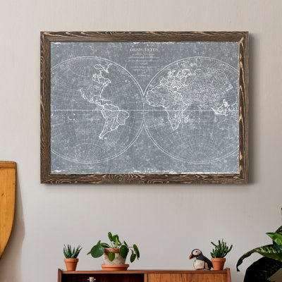 " Galvanized World Map " Graphic Art Print