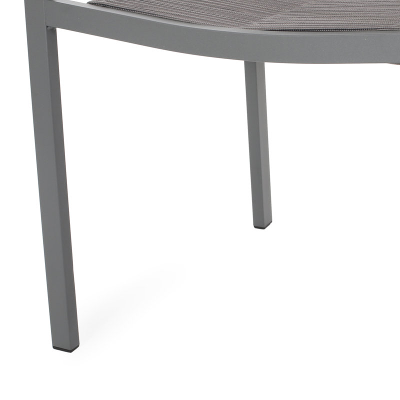 Gray And Dark Rope Seat Outdoor Dining Chair , 2 With Aluminum Frame Modern Chairs For Use, Gray,  2
