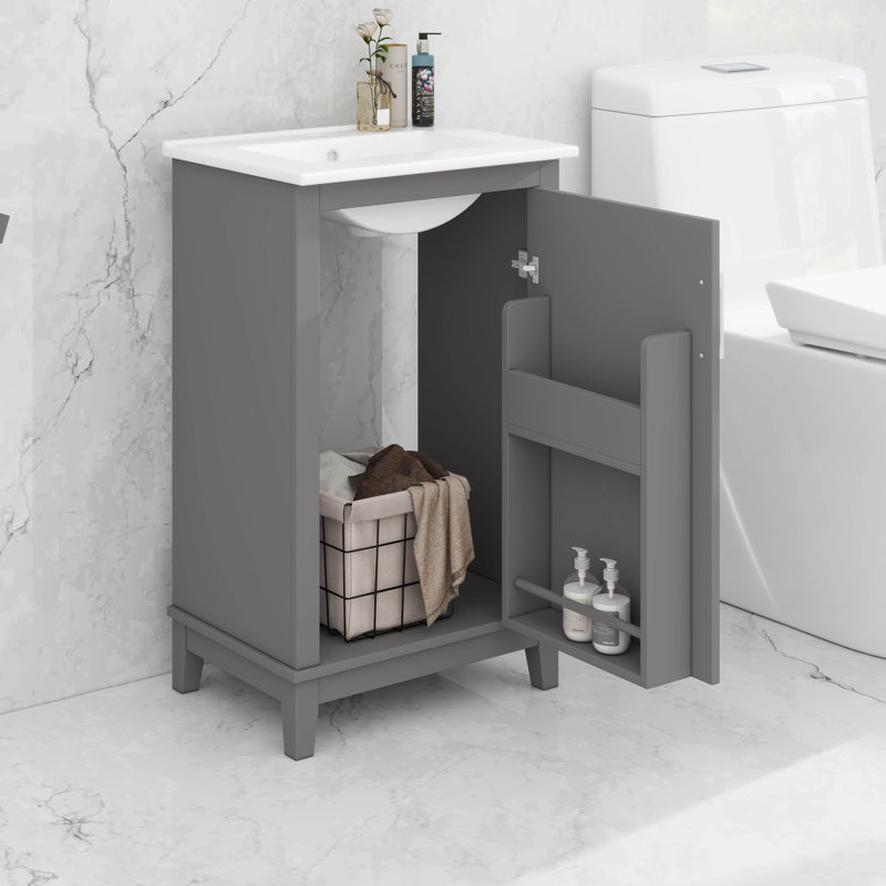 Meuble-lavabo avec lavabo, 1 porte à fermeture douce et beaucoup de rangement Designs, Gris