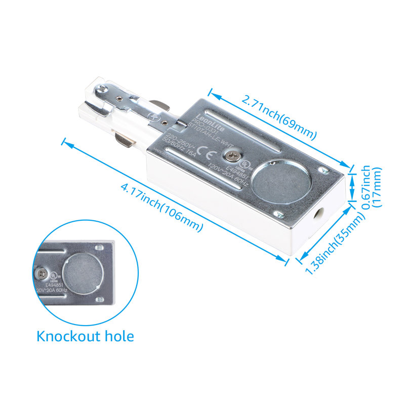 Connecteur d'alimentation en phase pour rail Vectis H, accessoire pour rail monocircuit, blanc, Blanc