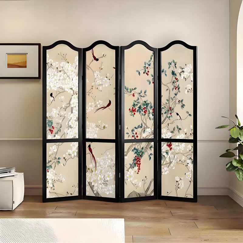 Paravent floral en bois