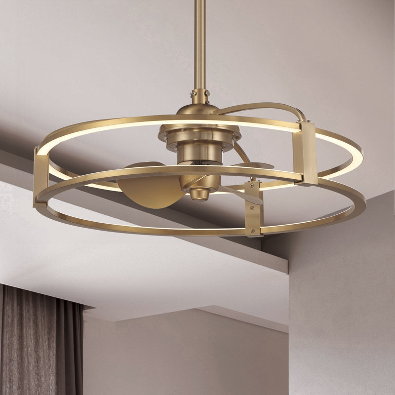 Aijalon 23" LED Fandelier in Brass with Remote Control, Brass