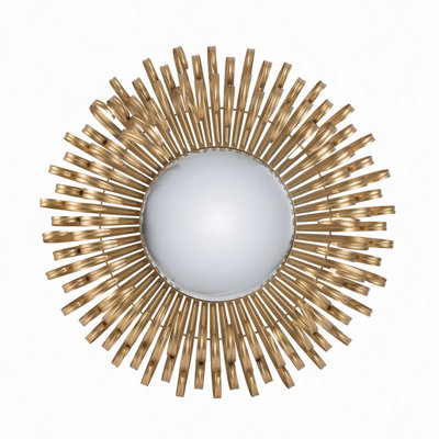 27" In Sunburst Design Wall Mirror Decorative Golden Finish For Entryway, Living Room