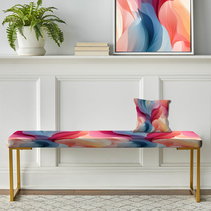 Ethereal Expression - Abstract Upholstered Gold Bench