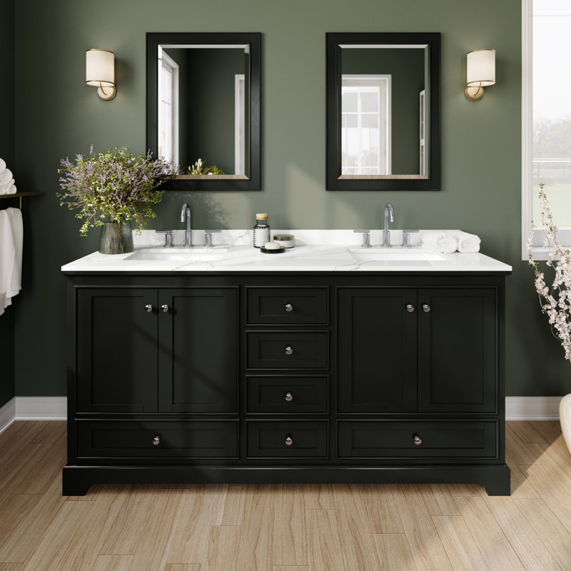 Deborah Free Standing Double Bathroom Vanity with Quartz Top, Giotto Quartz, Dark Espresso, Polished Chrome