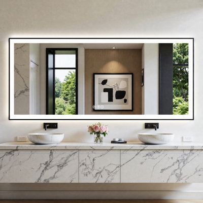  Lunara UL Certified Metal Framed Front Light & Backlit Memory LED Light Bathroom Vanity Mirror with 3 Year Warranty