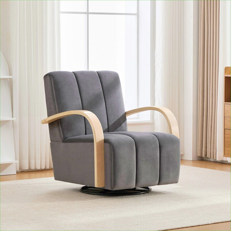 Fauteuil d'appoint rotatif capitonné Modern Channel, Gris