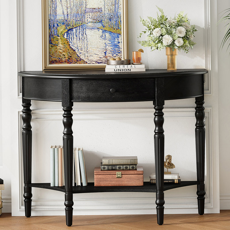 Console de style campagnard avec tiroir et tablette Farmhouse, Noir