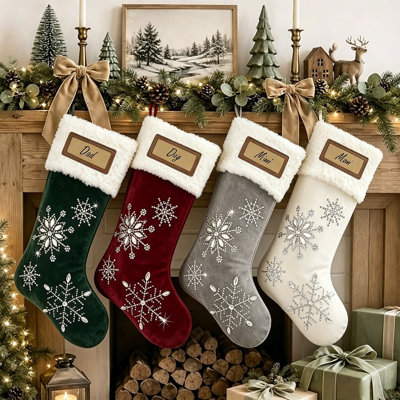Bas de Noël en velours de luxe avec paillettes scintillantes, accessoire de Noël suspendu personnalisé, ornement de Noël pour manteau de cheminée et cadeau de fête