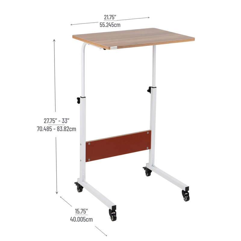 Adjustable Brown Particle Board Mobile Laptop Desk with Keyboard Tray