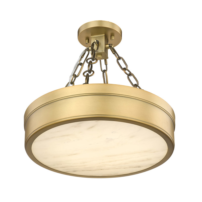 Plafonnier semi-encastré Crisha LED, Laiton frotté