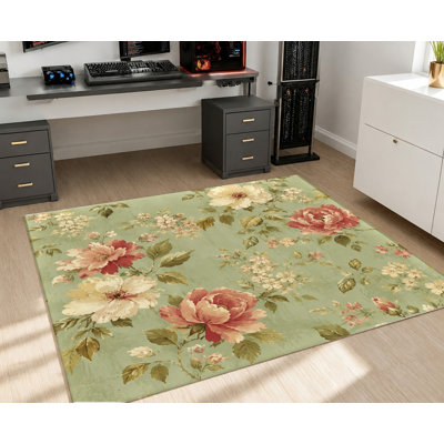 Tapis vintage à motif floral pivoine rose et rouge, texture douce, lavable à la machine, antidérapant, idéal pour le salon, la chambre à coucher, la salle à manger, le couloir, le bureau ou un appartement.