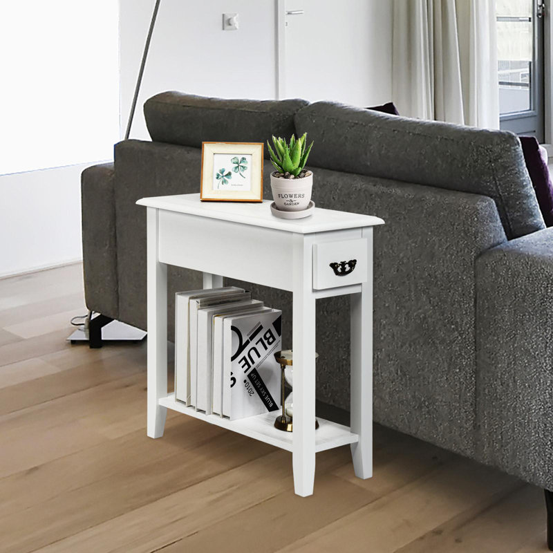 Kaelig End Table with Storage, White