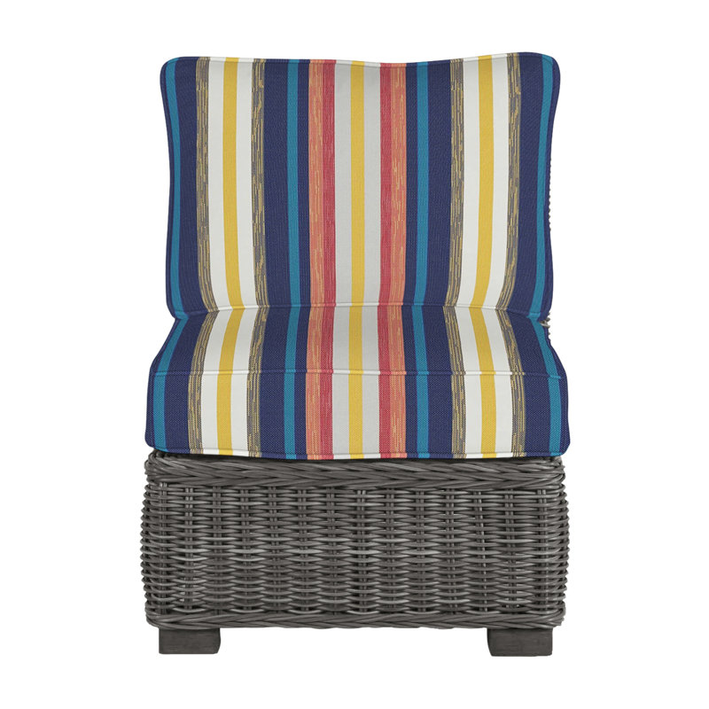 Rustic Woven Sectional Slipper Chair, Slate Gray, Dove Sunbrella® Linen, Welt