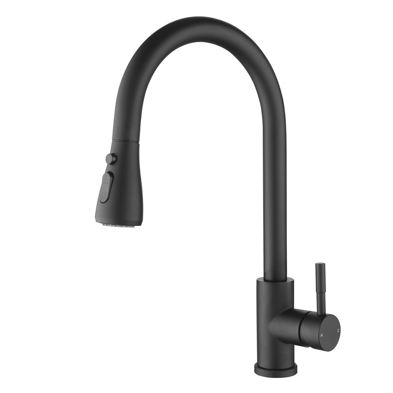 Robinet d'évier de cuisine à poignée simple rétractable