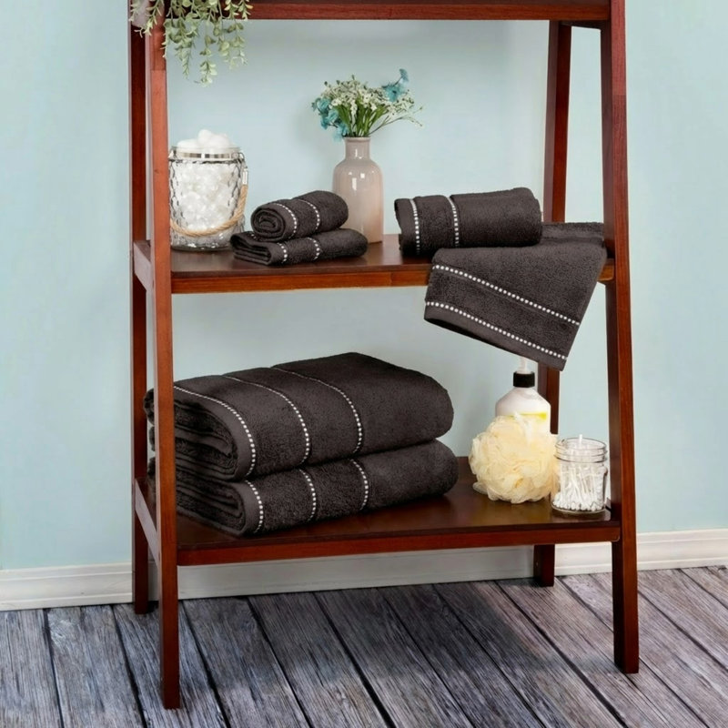Lavish Home 6 Piece Bathroom Towels Set - 525GSM 100% Cotton Bathroom Essentials - 2 Bath Sheets, 2 Hand Towels, and 2 Wash Cloths for Bath, Shower, Gym, Spa, and Dorm Room (Charcoal)