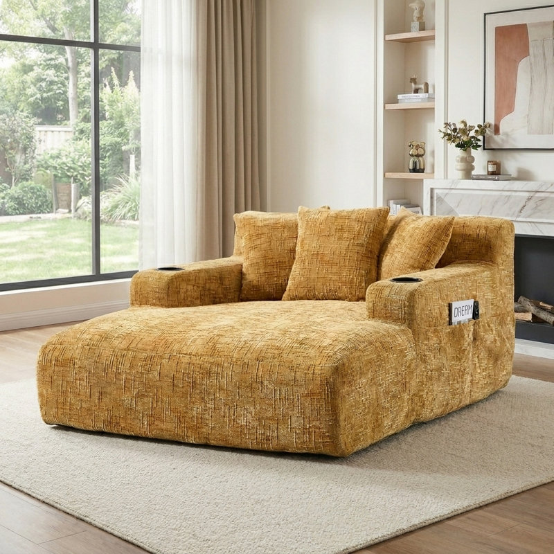 Canapé-lit Chenille, Yellow