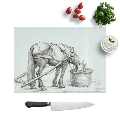 Glass Horse Drinking by Jean Bernard Chopping Board