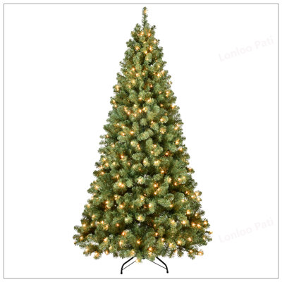 7Ft Pre-Lit PVC Christmas Tree With 400 UL Lights, 1072 Tips, Auto-Unfold Memory Wire, Easy Assembly, And Stable Metal Stand