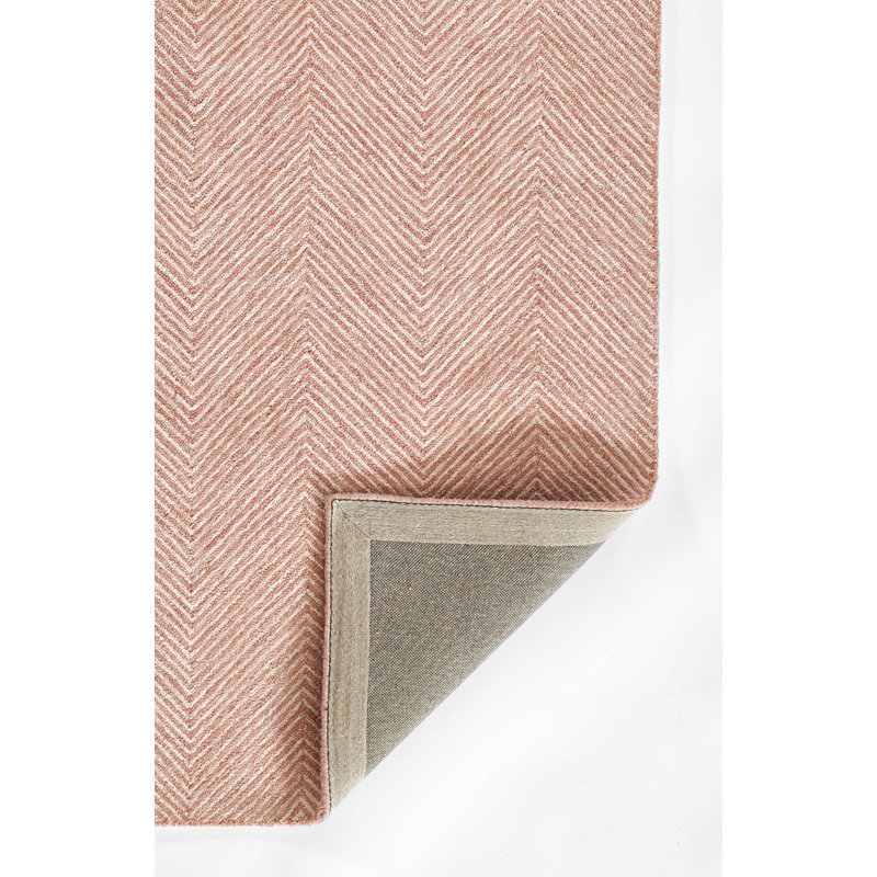 Charles Hand Tufted Wool Zig Zag Area Rug in Pink, Rectangle 8' x 10'