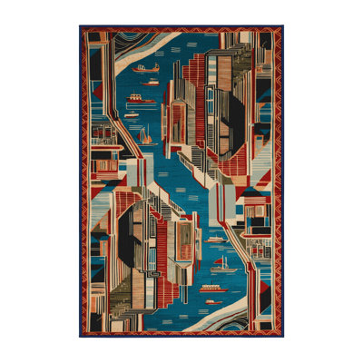 Machine Washable Art Deco Gray Area Rug